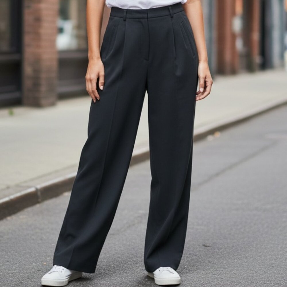 Nygard Collection High-Rise Pleated Trousers Sz 4 Black‎ #75W